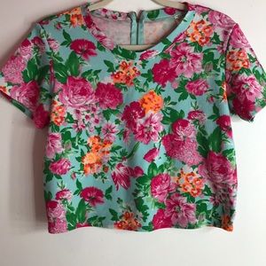 Mint Floral Cropped Shirt
